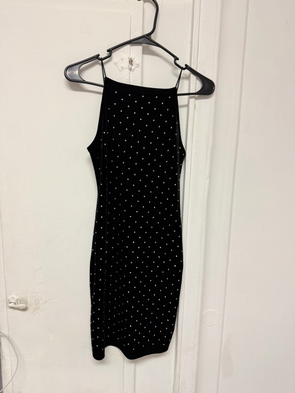 Prom dress H&M Black Velvet Mini Dress with Gold Dot Studs women’s size 6